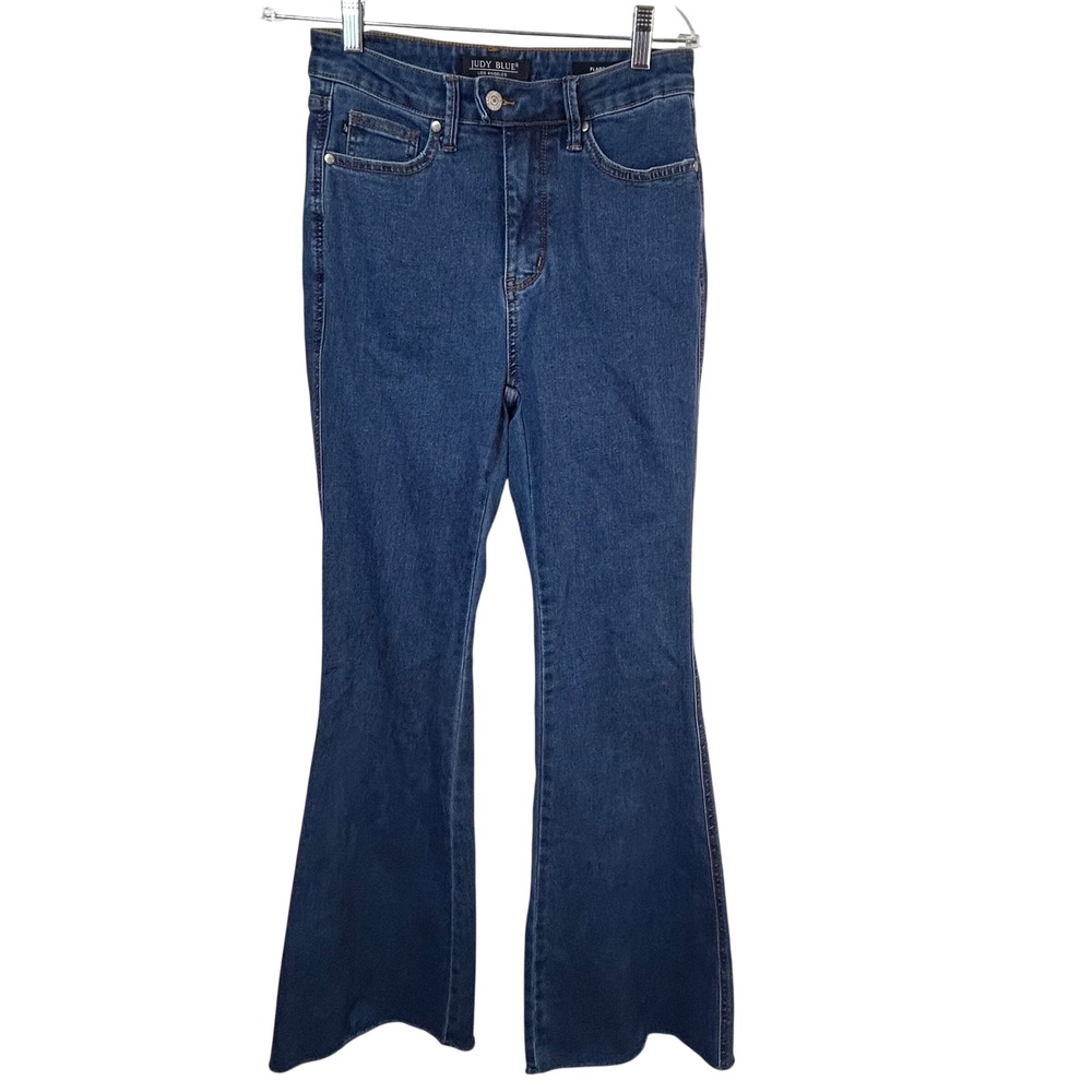 Judy Blue High Rise Flare Jeans Medium Wash Sorbtek Denim Size 7/28 JB88611